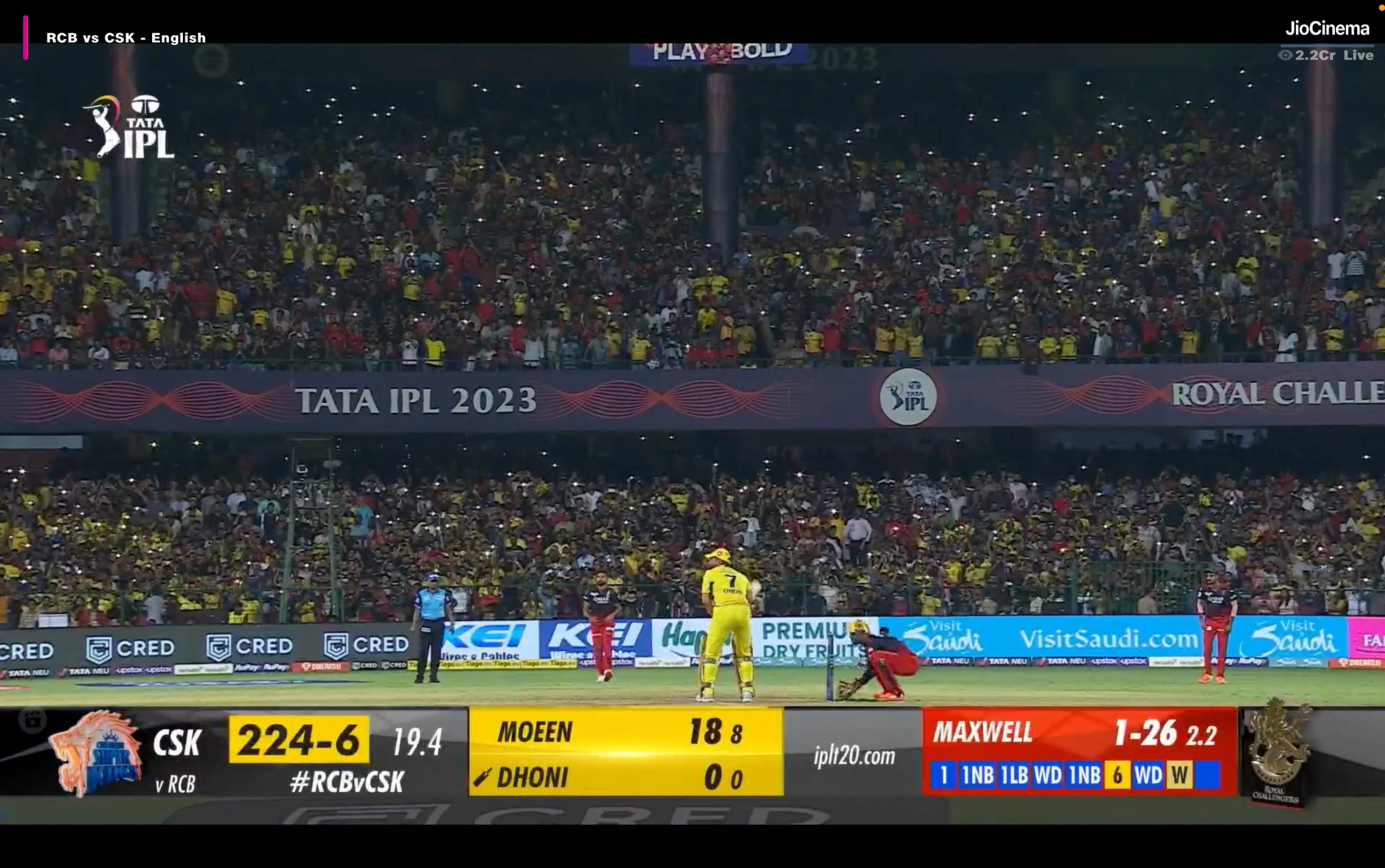 JioCinemas Viewership When Dhoni was batting During RCB vs CSK